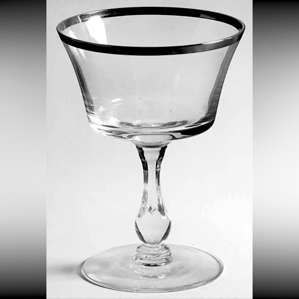 Fostoria Sheffield Platinum Rim Champagne Sherbet Glass. 11 Glasses Available - Picture 1 of 2